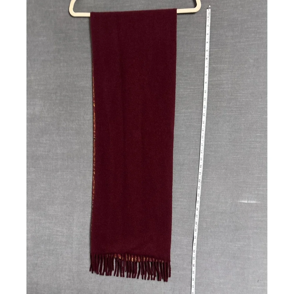 Salvatore Ferragamo Silk Cashmere Winter Scarf Mens Red Gold Italy Equestrian‎